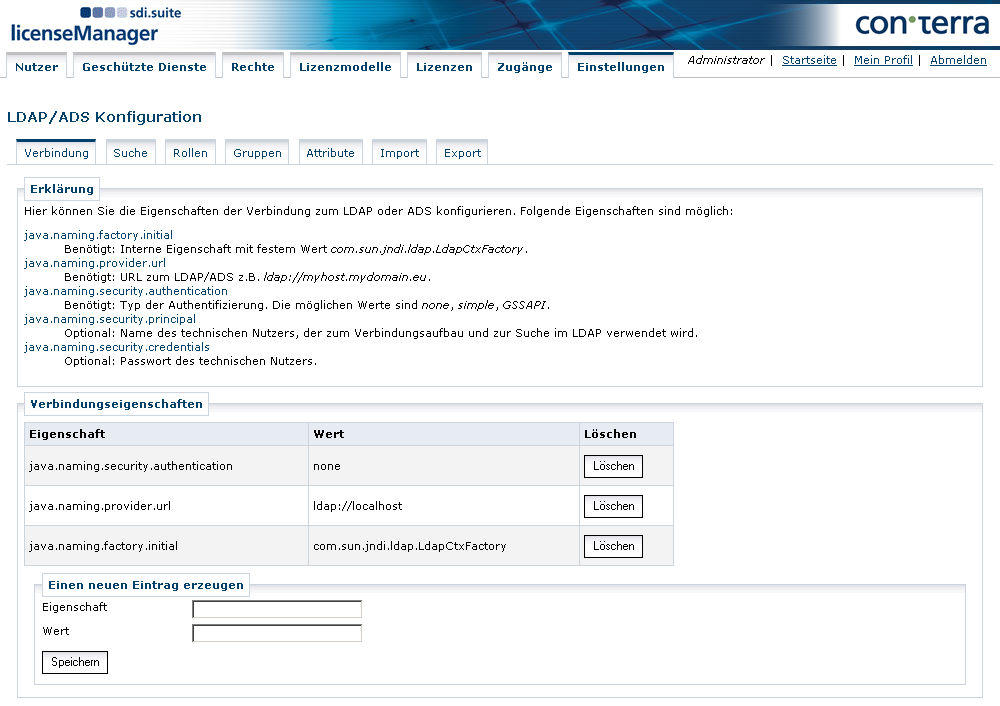 licman settings ldap connection de