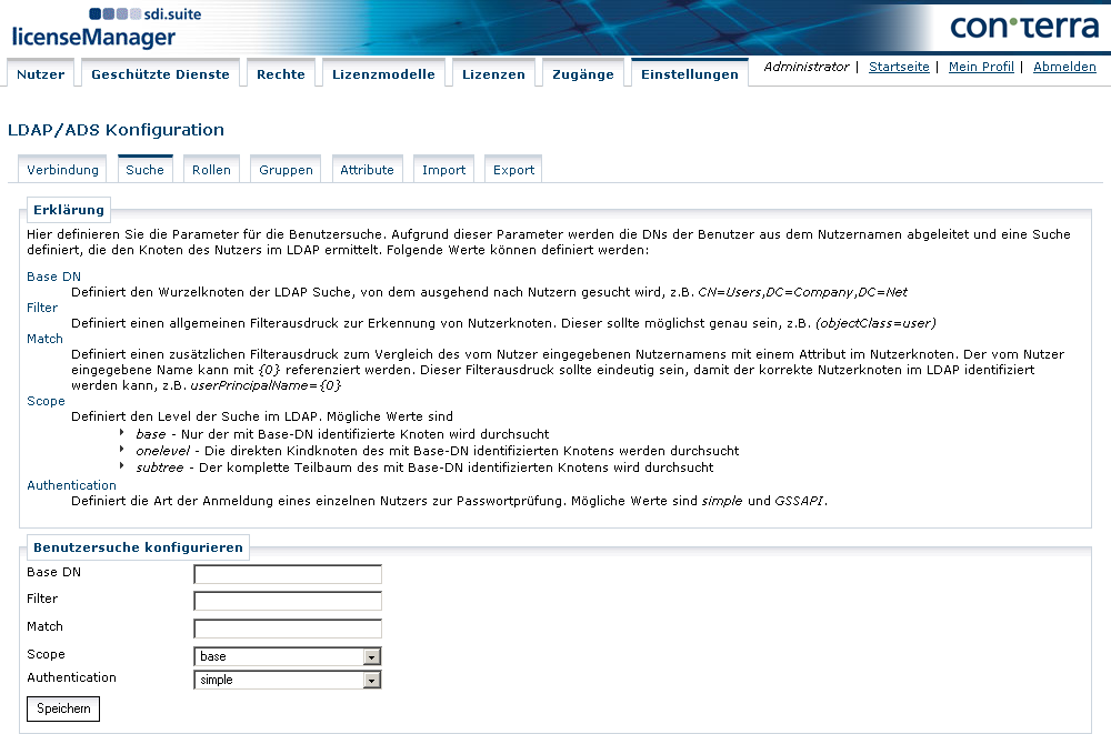 licman settings ldap search de