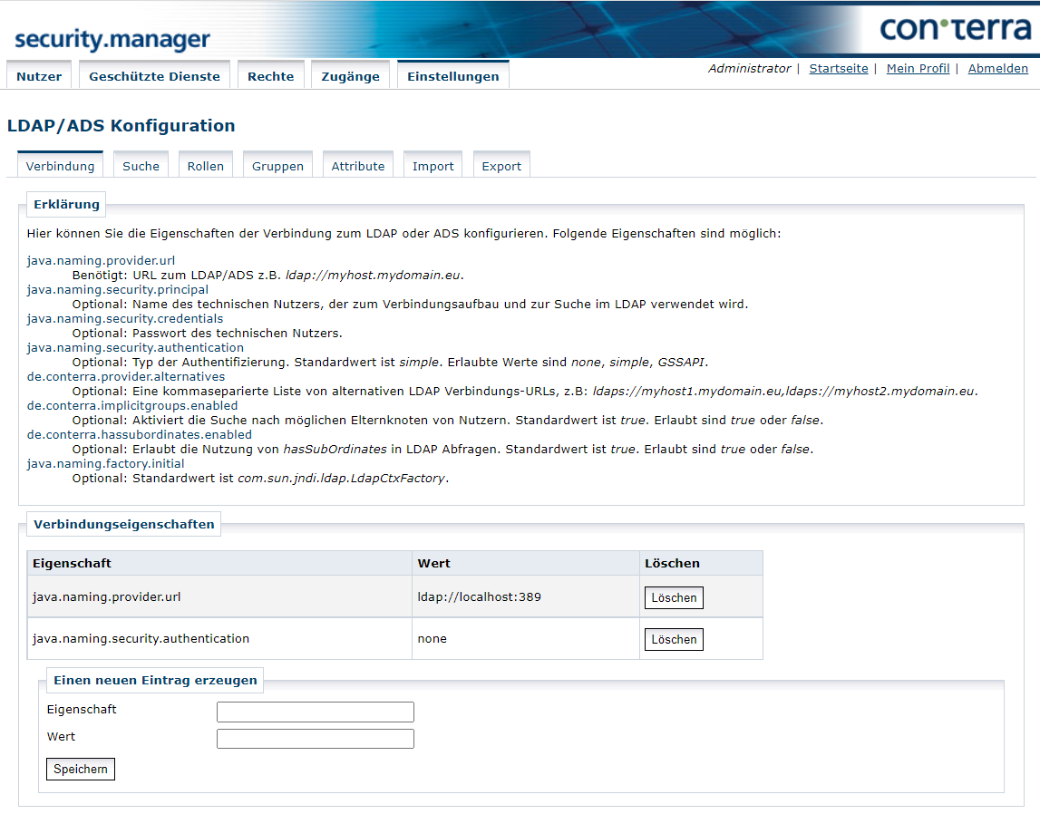 licman settings ldap connection de