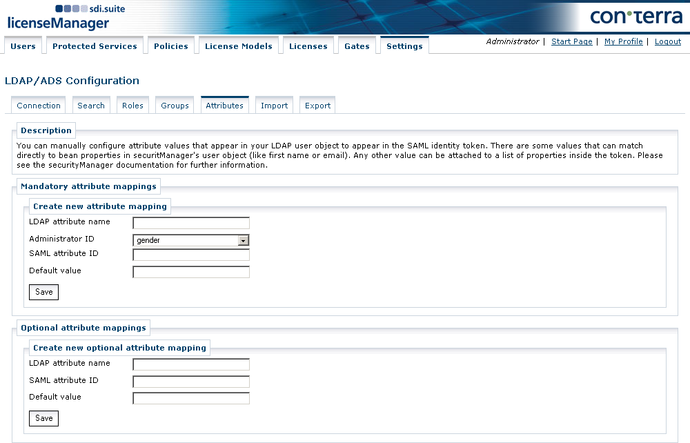 licman settings ldap attributes en