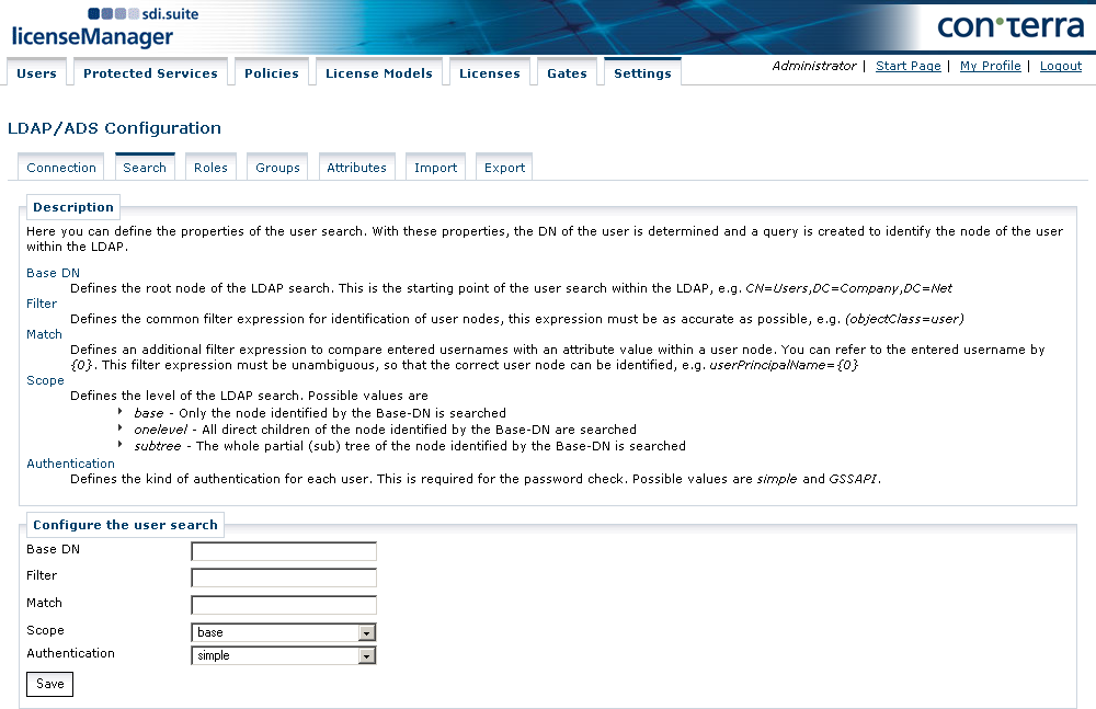 licman settings ldap search en