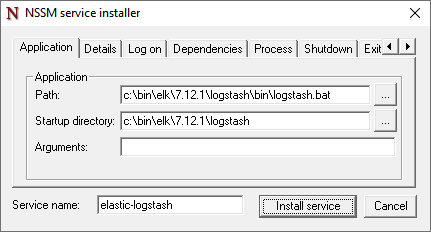 install windows logstash nssm application