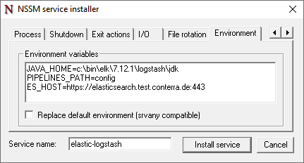 install windows logstash nssm environment