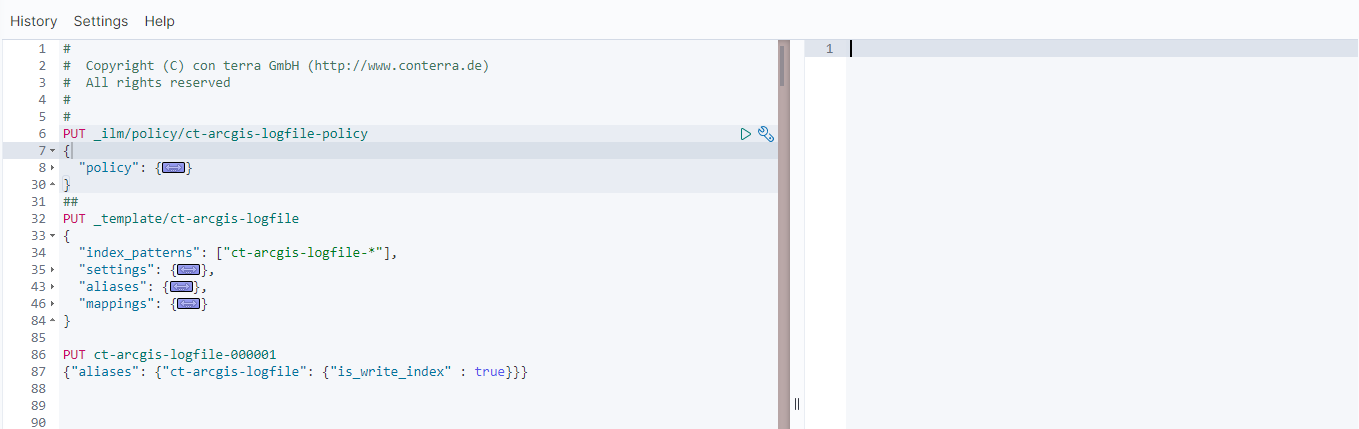 View of the (three) requests in the Dev Tools for the data source ct-arcgis-logfile